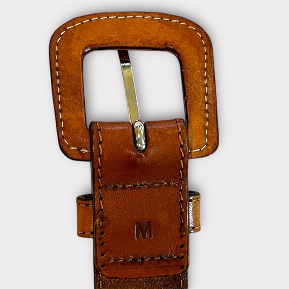 Cognac Leather Belt With Starburst Embroidery Detail | Women’s Size M - Picture 12 of 14
